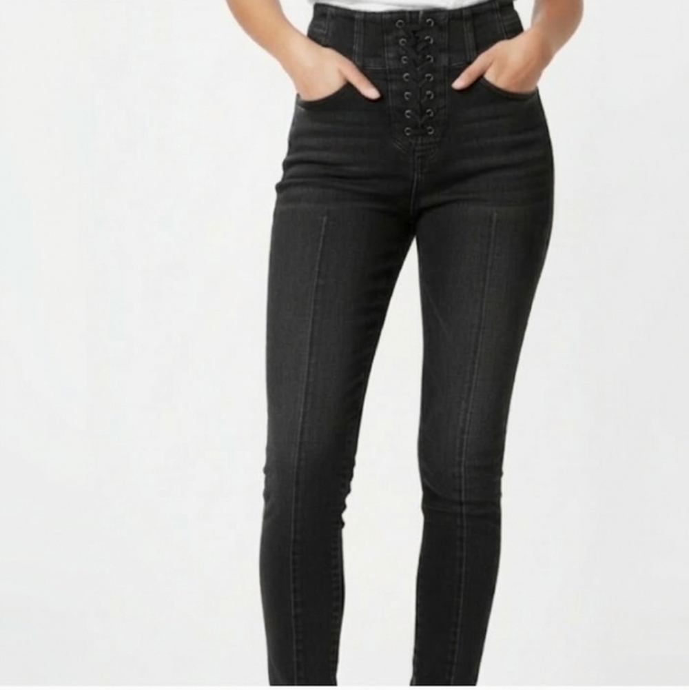 Free People We The Free Black Skinny Curvy Jeans Sz 25